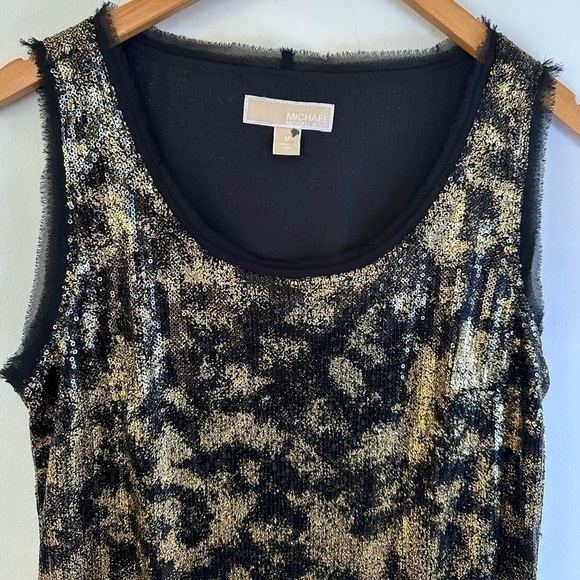 EUC Michael Kors Metallic Gold Sequins Sheath Dress - Picture 7 of 12